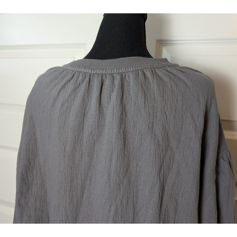 NWOT Aerie Size M Easy Street Gauze Sweatshirt Tassel Tie Grey Oversized Boho - Picture 6 of 11
